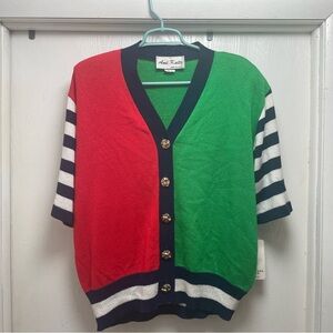 Plus Size 18 NWT Vintage Ami Knits Red and Green Cardigan Sweater